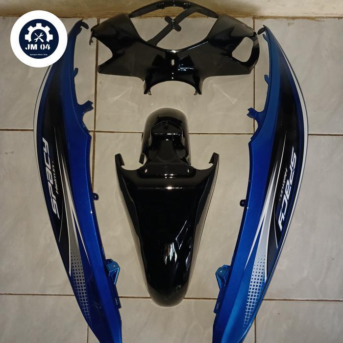 Cover body halus motor honda spacy+striping warna biru OSEAN