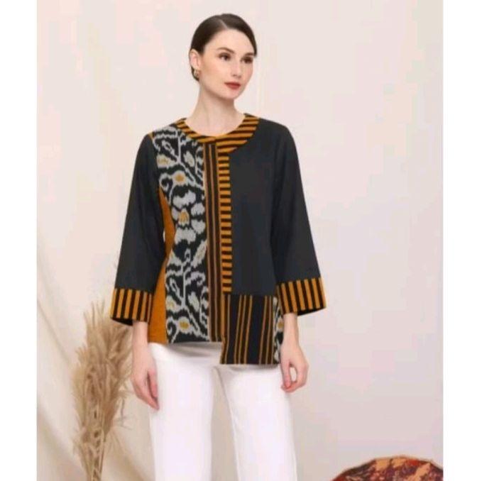 blus tenun Jepara mix toyobo premium dan lurik premium