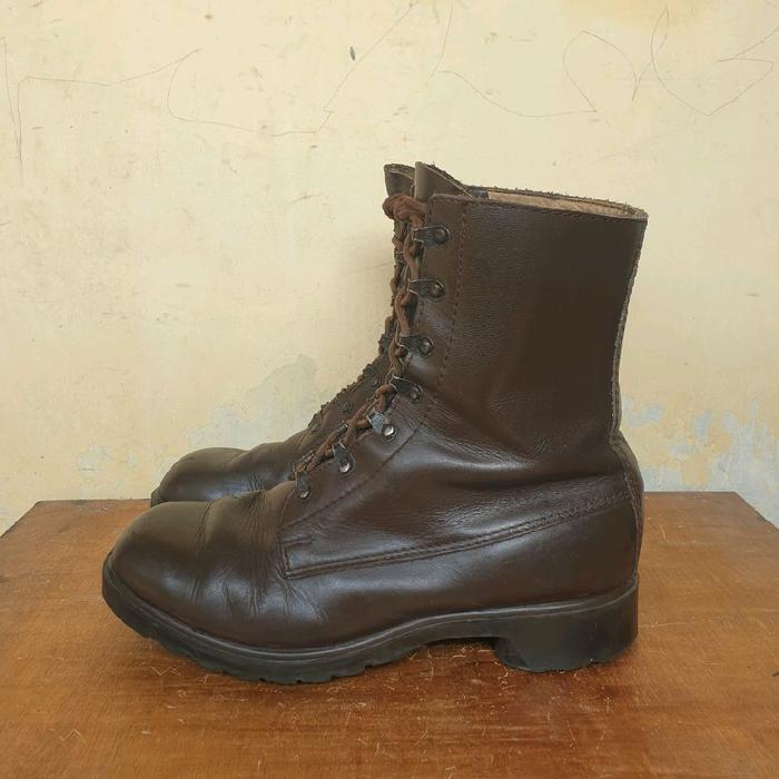 Sepatu Boots Vintage Netherland Military 1983 Combat Army Boot Brown Size 42