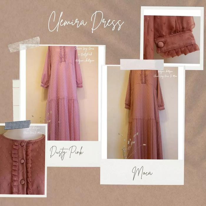 Clemira Dress Tille / Gamis Kebaya / Kebaya Modern / Baju Kondangan / Gamis tule Kancing Muslim Panj