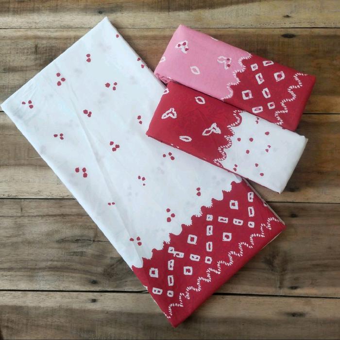 Kain Batik Printing Jumputan Putih Bahan Tetron Rayon Fashion Batik Wanita Terkini Seragam Bridesmai