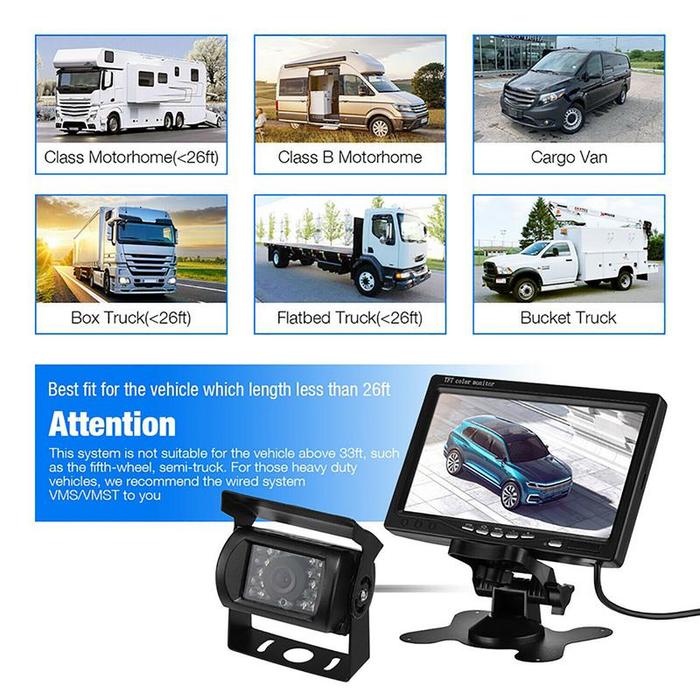 Reversing Camera Wireless HD LCD Vehicle Rear View Monitor 7 Inch