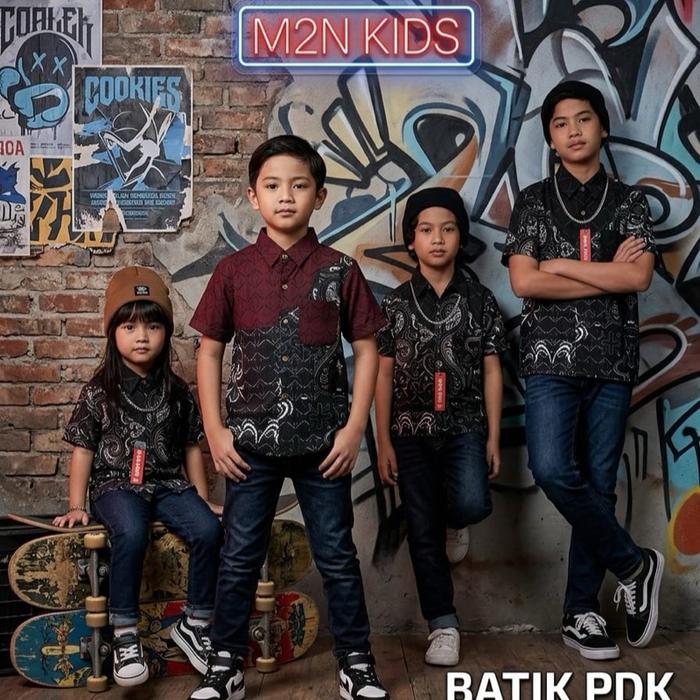 M2N Kids Batik PDK - Kemeja Batik Anak Laki-laki dengan Desain Batik Elegan dan Nyaman untuk Aktivit