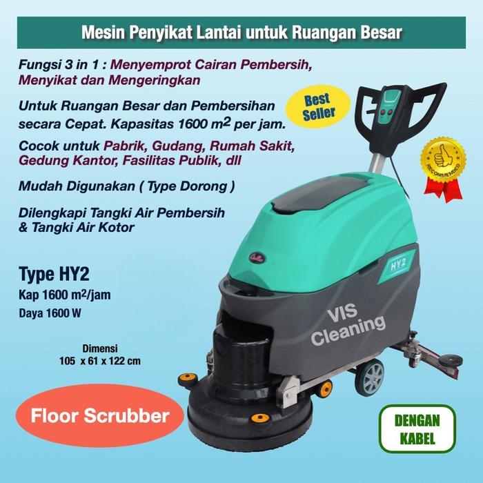 Floor Scrubber (Mesin Sikat Lantai) HY2 kapasitas 1600 m2/jam