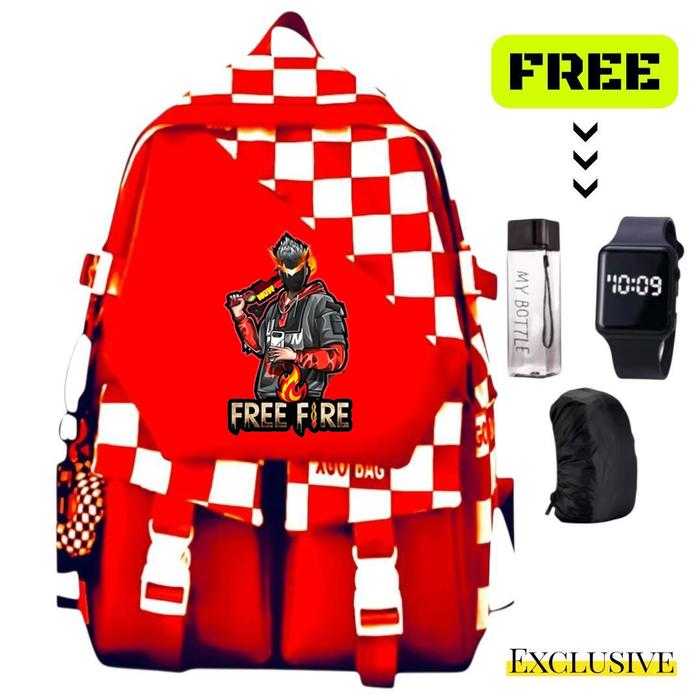 Ransel FF RSS 5052 Motif Anime Kartun Lapisan Ganda untuk Hadiah Anak Laki-laki Perempuan Tas Ransel