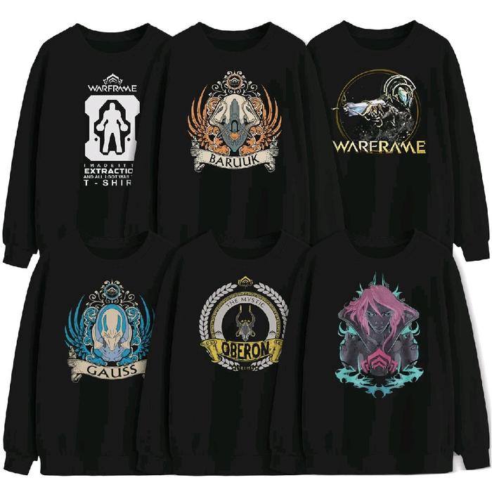 SWEATER BAJU GAME WARFRAME Series Hitam dan Putih Unisex Pria Wanita Crewneck Distro Baju Panjang Te