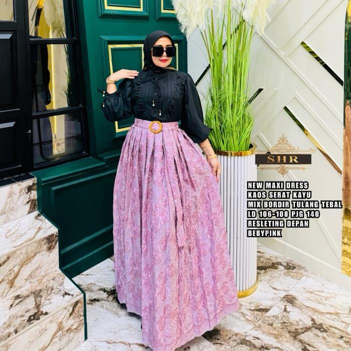 READY SHR GAMIS MAXI DRESS SERAT ELEGANT BAJU LEBARAN Muslim Wanita Mewah