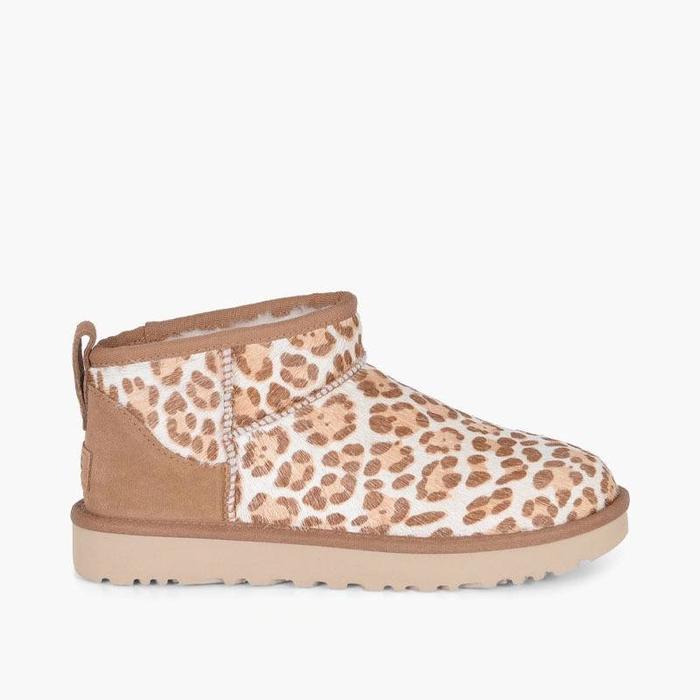 UGG Women Classic Ultra Mini Plains Boots in Felicity Leopard Jasmine Leather