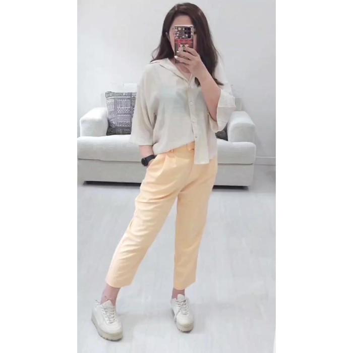 HM712 ANKLE TROUSER APRICOT Pants Celana Panjang Wanita Branded