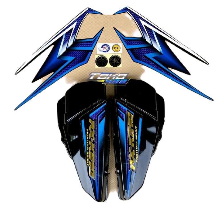 COVER BOX ACCU TUTUP BOX AKI RX KING TAHUN 2004 BOX HITAM STRIPING BIRU