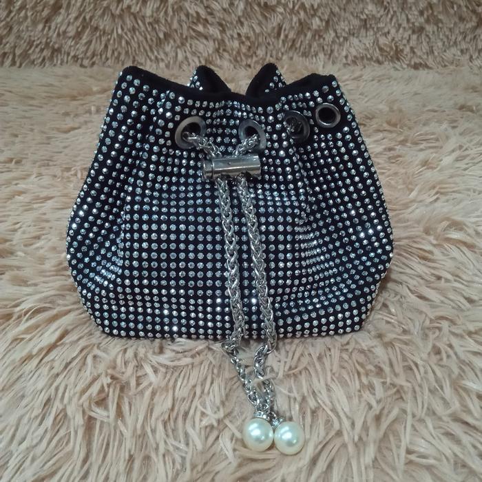 974 TAS WANITA SLINGBAG SERUT PESTA FASHION  MOTIF Manik BLINk Bling mini selempang