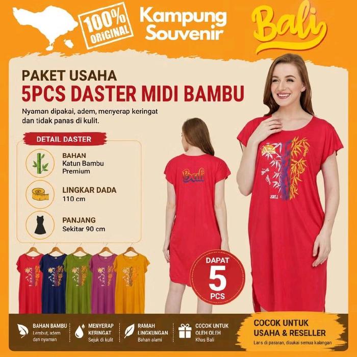 Dapat 5 Daster Bali Midi Bambu - Midi Pelangi - Midi Twister Dan Pelangi Midi - Best Seller Dress Pe