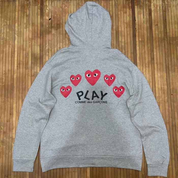 COMME DES GARCONS X PLAY CDG GREY HOODIE JACKET prada fred perry