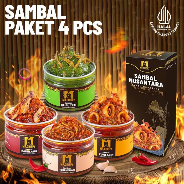 PAKET HEMAT 4 PCS MR CRISPY - Sambal Mix Varian Mr. Crispy – Paket Sambal Viral Pedas Gurih Praktis