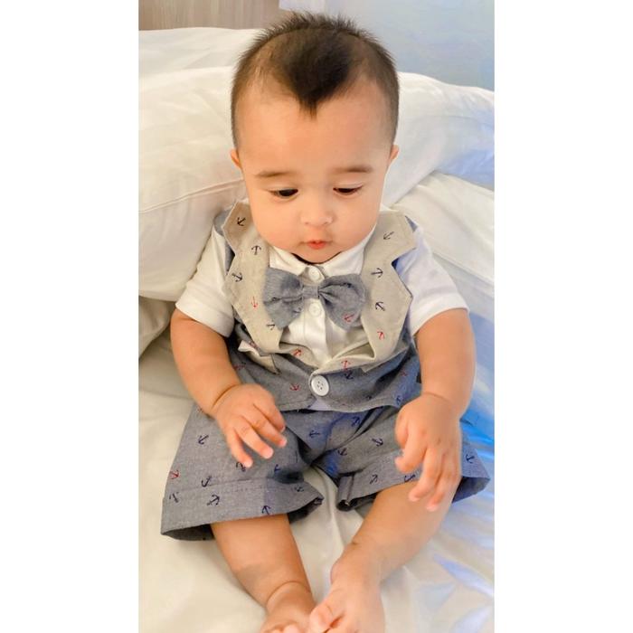 Tuxedo Vest Baju Setelan Kaos Celana Pergi Jalan Lucu Fashion Anak Bayi Cowok Laki Terlaris Lucu CAP