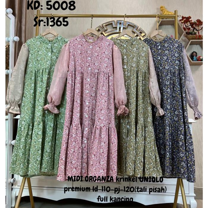 Gamis Ozias Lace  Tutu Brukat Mutiara & Lengan Organza Terbaru