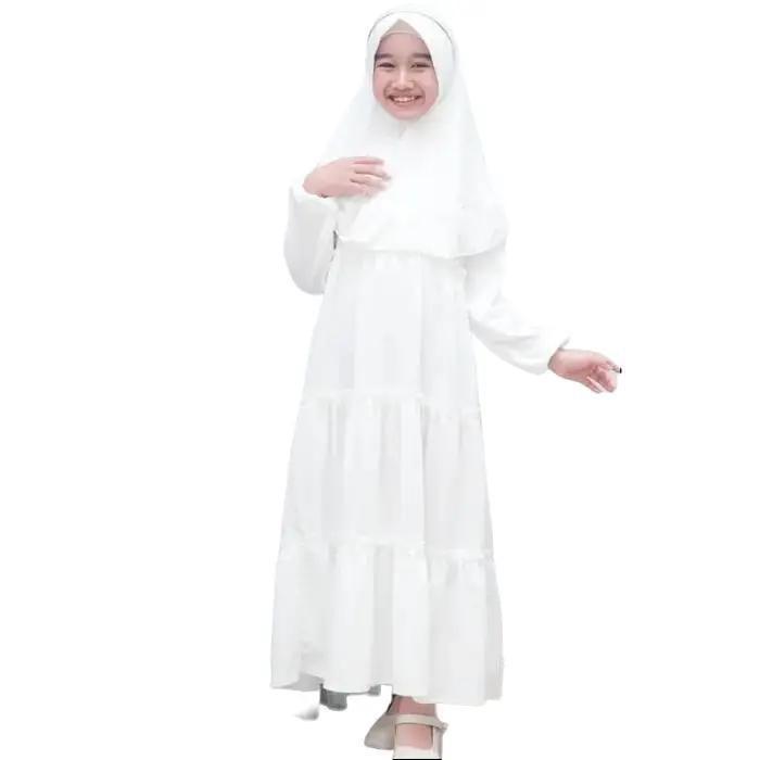 UFAIRAH KIDS Gamis + Hijab Anak Ufairah SMLXL untuk Umur 3-14 Tahun Gamis Putih Anak Perempuan Baju 