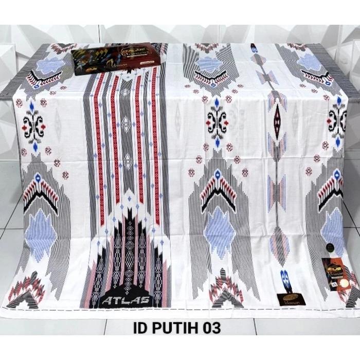 Atlas Idaman 555 Kembang Harmoni Motif BHS GSD SID JLI Putih Hitam Sarung Pria dewasa Kain tenun hal