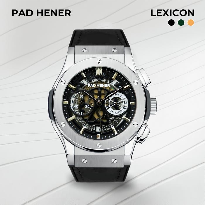 PAD HENER LEXICON Jam Tangan Unisex Analog Original Anti Air Tali Kulit Keren Army Green Luxury Chro