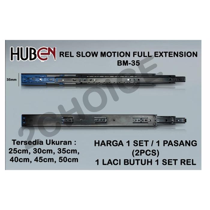 (1 pasang) REL LACI HUBEN SLOW MOTION DOUBLE TRACK BM-35 RELL LACI HIDROLIK FULL EXTENTION BM35 HARG
