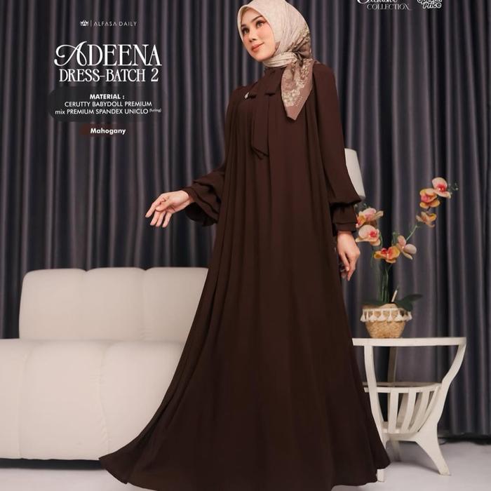 Adeena Dress Polos Ceruty Premium by Alfasa - Baju Muslim Wanita