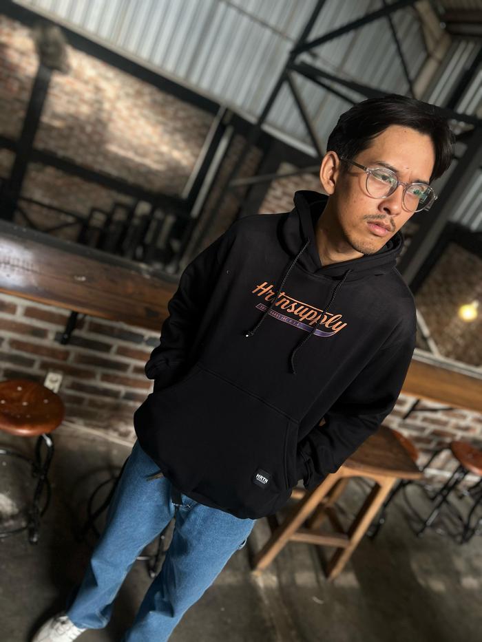 Jaket Hoodie HRTN Supply Brand Lokal Font Orange Unisex