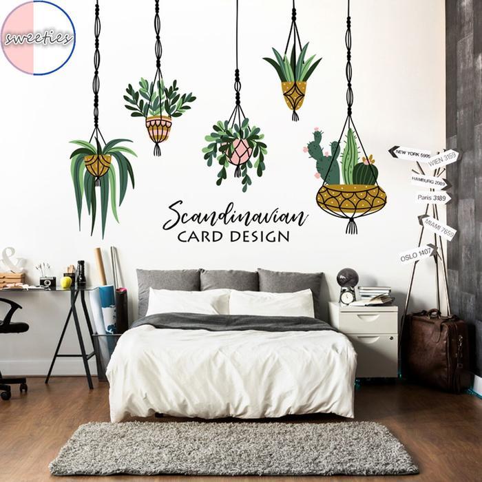 25 * 70Cm Ins Kamar Tidur Diy Daun Hijau Tanaman Vinyl Stiker Dinding