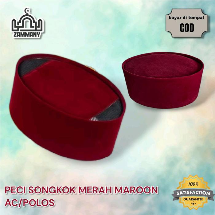 Peci songkok merah maroon standard polos dan AC elegan COD