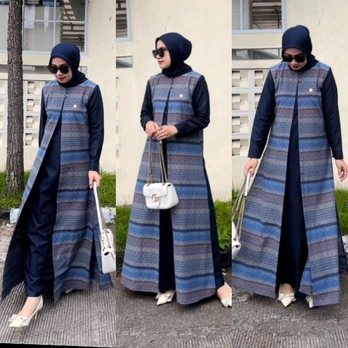 GAMIS Set Outer Inner Blazer Gamis Katun Triset Baju Dewasa Cardigan Terbaru - Pesta, Wanita, Kondan