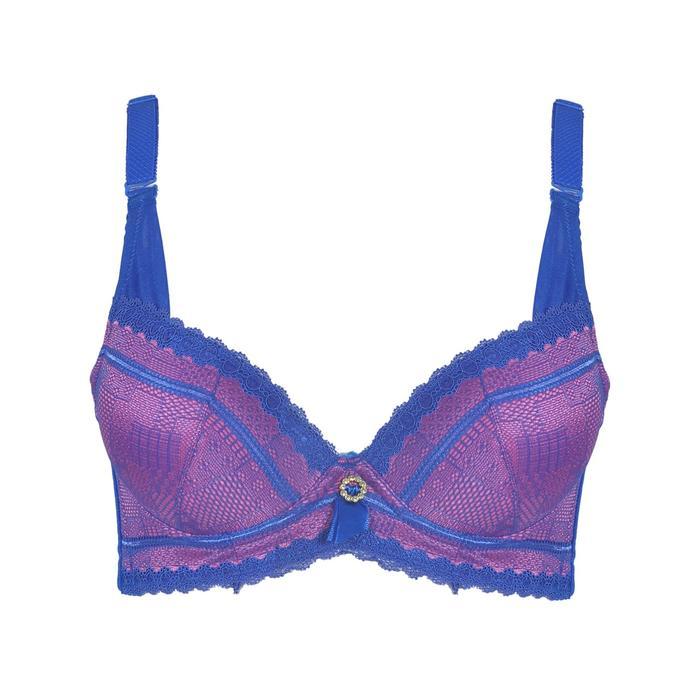 CYNTHIA BRA FULL CUP BRUKAT BUSA TEBAL ADA KAWAT - BIRU