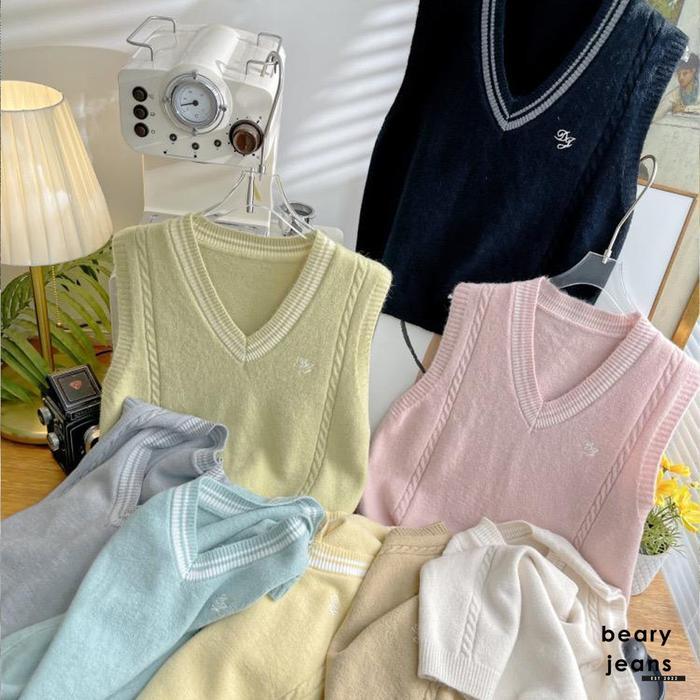 Promo BEARY JEANS BJ290 | DG School Vest Rompi Sekolah Wanita Rajut Polos DG Vest Women Korean Style