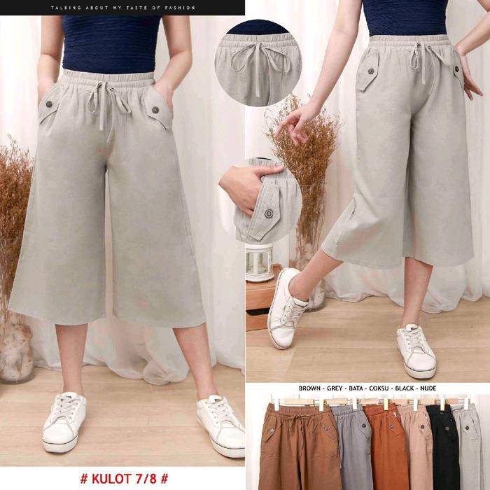 celana kulot 7/8 jumbo big size linen Dewasa Wanita