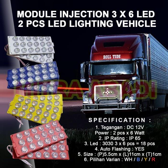 LED MODULE INJECTION 3 x 6 LED SMD DC12V DRL Super Bright 2 PCS