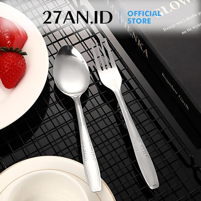 (27AN.ID) Sendok Garpu Korea Isi 12 Pcs H718 Sendok Makan Stainless 1Lusin Bahan Tebal Anti Karat