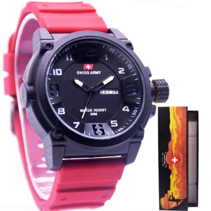 Jam tangan Pria/Cowok Swiss Army fashion strap rubber free box exclusive