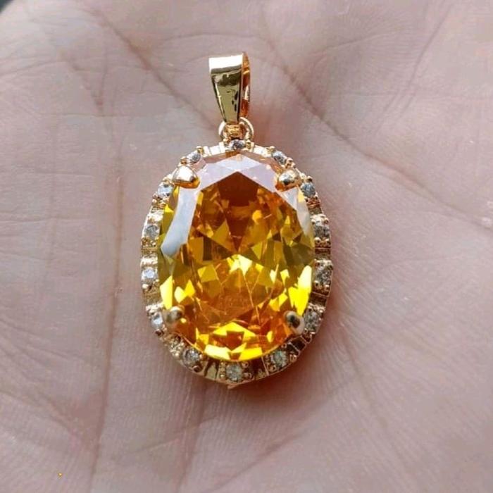 Liontin Batu permata Amerika Diamond Citrin kuning DM 15×20