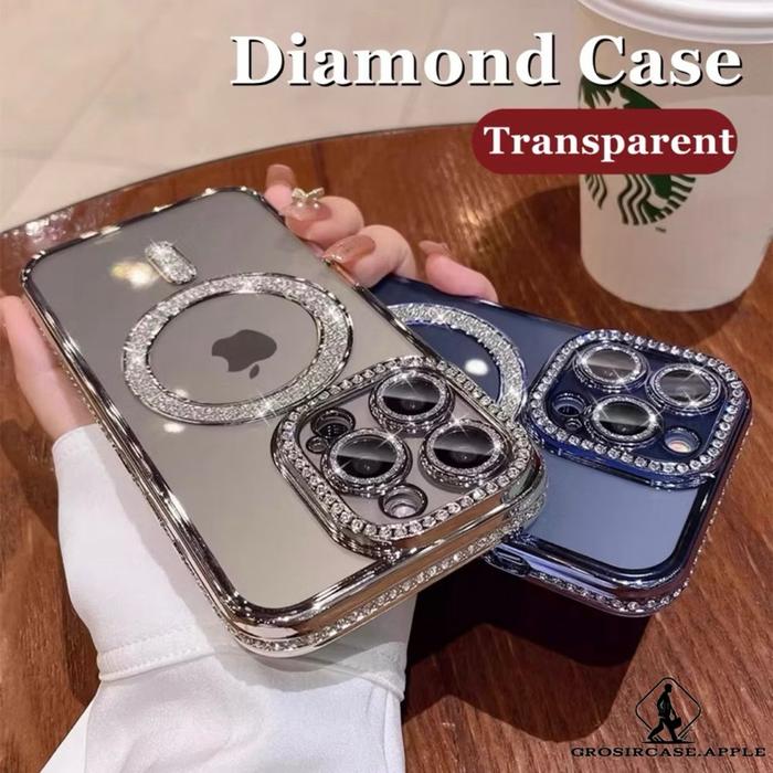 Luxury Crystal Diamond Clear Case For iPhone 11 12 13 14 15 Pro Max Plus Bling Sparkly Magsafe Magne