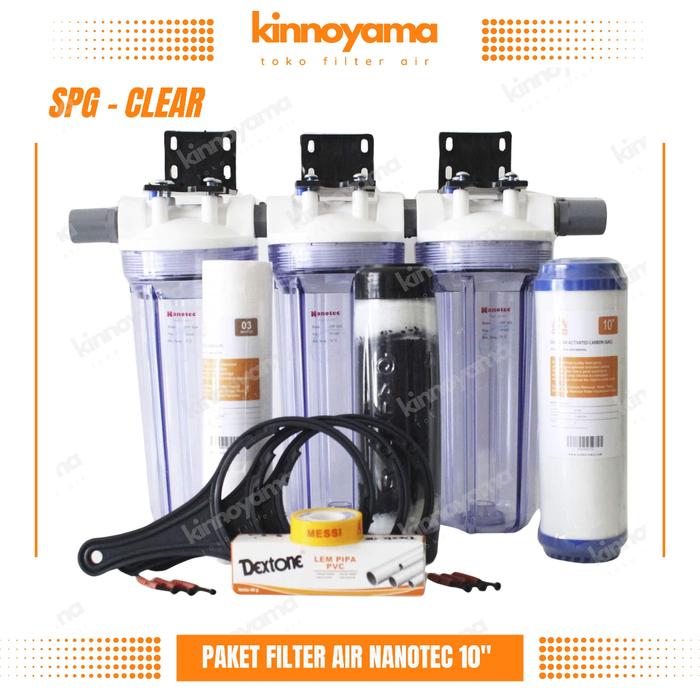 Paket Filter Air Sumur Bor / Saringan Air Zat Besi - GM 3 (Clear 10"- 3/4" SPG)