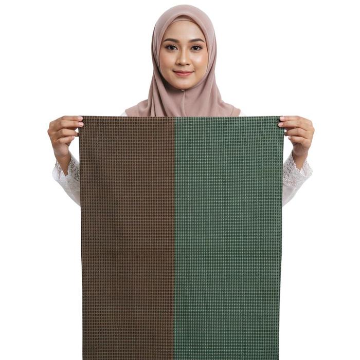 Anisa shop-Kain batik Jarik Lurik Persit Kotak Kecil warna hijau-ukuran 240*110 cm-asli tenun-bahan 