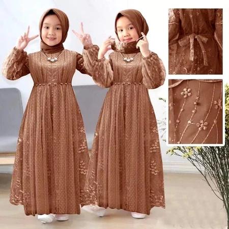 Gamis Anak Warna Mocca Bahan Tile