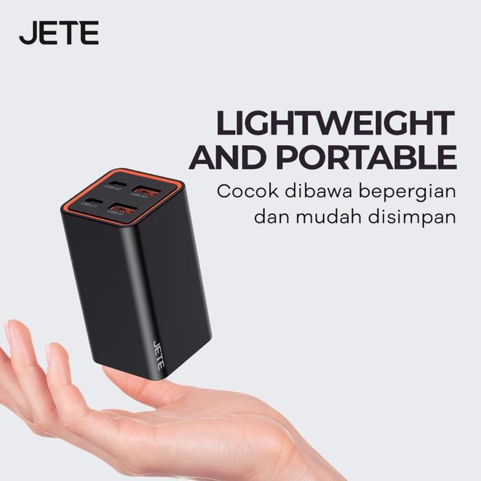 Terlaris Jete E6 Adapter Fast Charger Gan 65W + 4 Port (Dual Usb & Dual Typec) High Quality