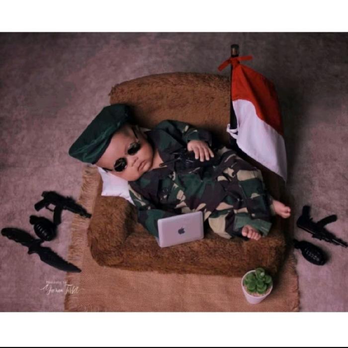 KOSTUM FOTO NEWBORN BAJU TENTARA BAJU TNI NEWBORN TANPA LOGO