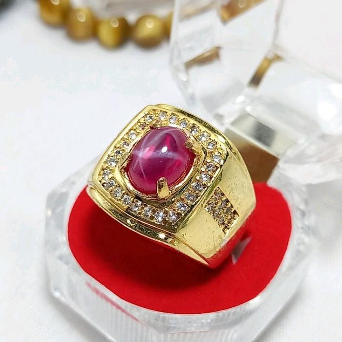 Cincin Pria Istimewa star merah siem Oval Bangkok + Ring Super kuality