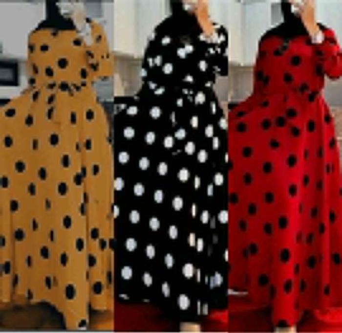 POLKA SUPER Jumbo LD=140 [5-XXXL125-145KG] - GAMIS MONALISA POLKA MAYUNG/GAMIS SAKU /TALI PINGGANG l