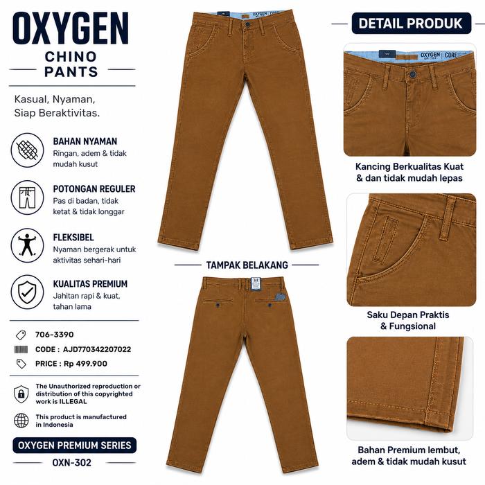 Celana chinos Oxygen Denim, Brown (706-3390)