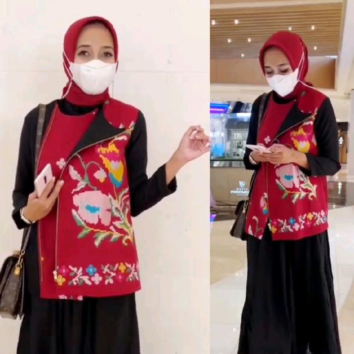 Blus Tenun Lagosi Warna Merah - Atasan Tenun - Atasan Batik