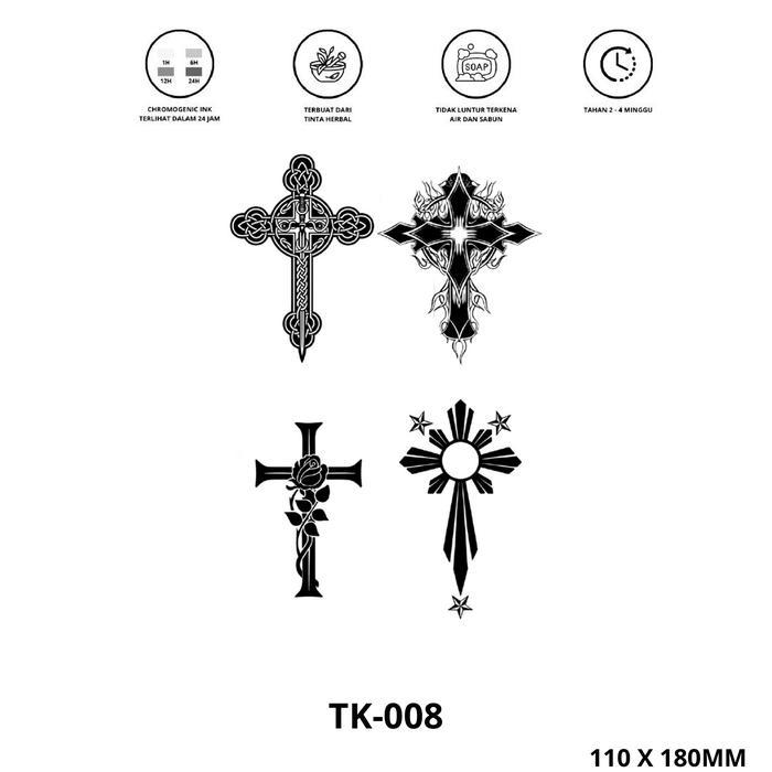tato temporer premium semi permanen tattoo fruit ink tattoo salib temporary - TK-008