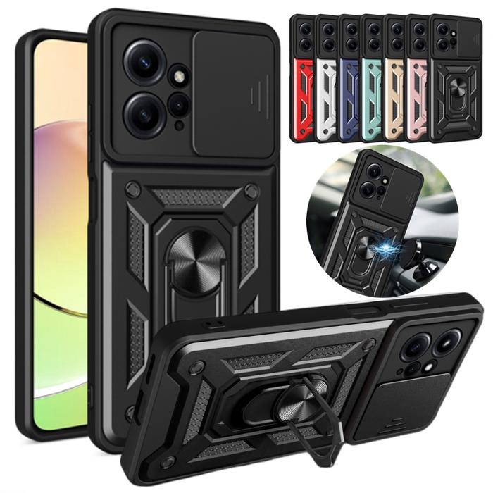 For Xiaomi Redmi Note 12 4G Case Slide Window Lens Protect Armor