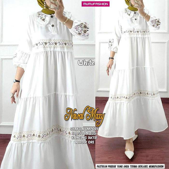 RATI - NAWAL MAXI DRESS GAMIS SHAKILA LD 110 Baju \Wanita Muslimah Simpel Nyaman By Mumufashion Solo