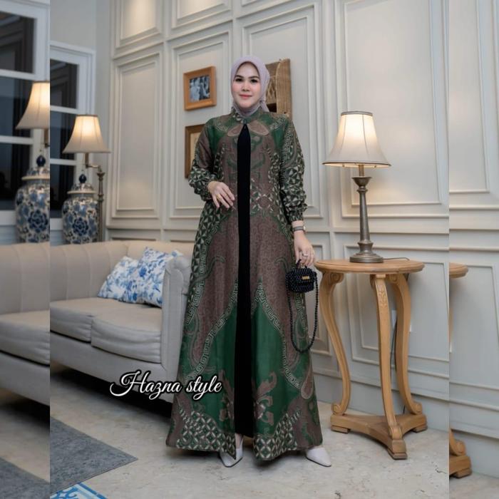 GAMIS BATIK MIX JACK BLACK , GAMIS BATIK KOMBINASI BAHAN JACK BLACK PREMIUM MUSLIM KATUN